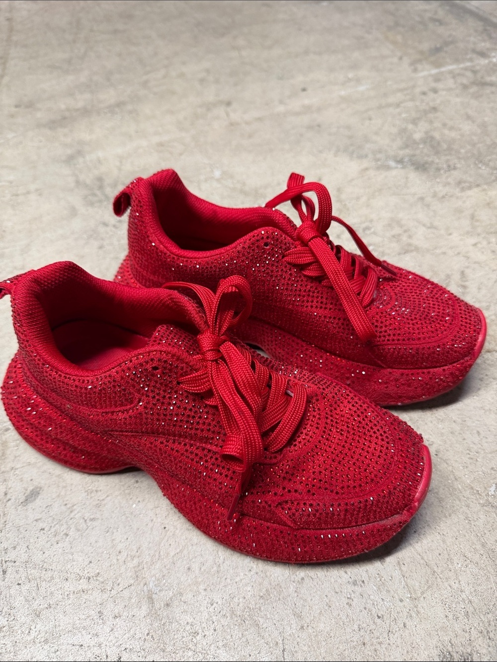 Red Rhinestone Platform Sneakers Women’s 7 - Picture 3 of 16